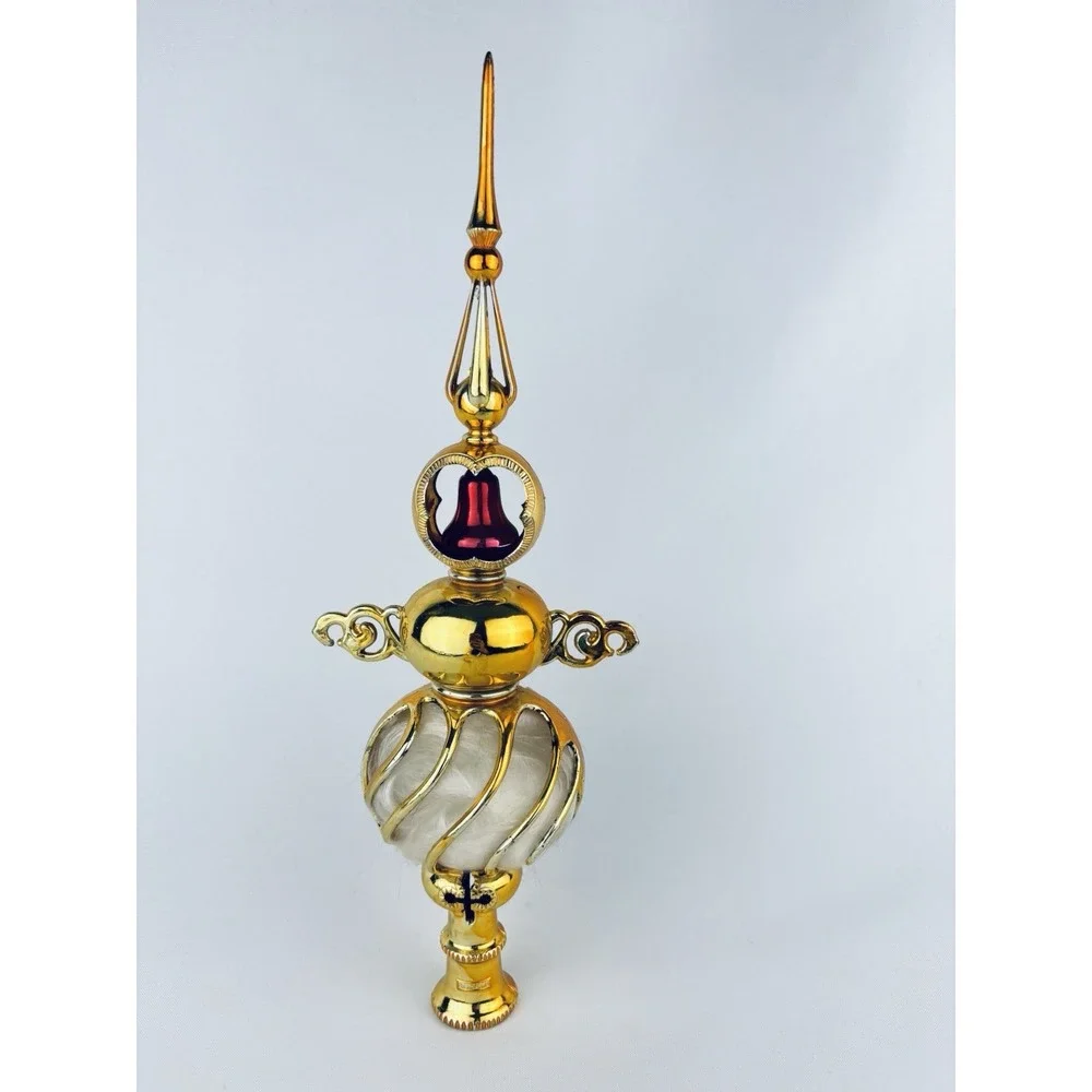 Vintage Bradford Carillon Spire Christmas Tree Topper Angel Hair Red Bell